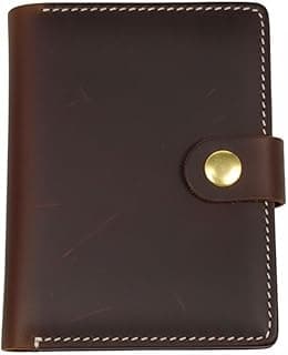 100% Genuine Leather Wallet, Hand Stitched, Gold Metal Button, Multi Pockets for Cards and Cash, Classic Design, for Men and Women