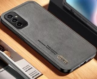 جراب موبايل متوافق مع سامسونج Galaxy A15 جلد PU ريترو مع قطعة حديد مدمجة للمغناطيس، غطاء مقاوم للصدمات لسامسونج Galaxy A15 (رمادي)