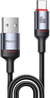 كابل شحن Vvolt.CA130C طول 2 متر 18 وات شحن سريع، كابل مجدول متين USB-A إلى Type-C مع شريحة ذكية لنقل البيانات
