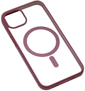 For Apple iPhone 12 Transparent Hard Back Case with Colored Tpu Frame, Supports Wireless Charging And High Protector Compatible With Apple iPhone 12 (6.1'')(Clear&Wine Red)