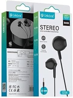 Celebrt G34 3.5mm Stereo Wired Earbuds, In-Ear Wired Earphones with Mic Pure Sound HiFi Comfortable Wearing Practical for Mobile Phones (Black)