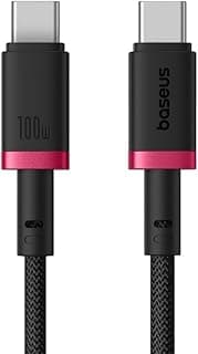 New Baseus 100W Rapid Braided 2 Meter PD3.1 QC4.0 Super Fast Charging Cable USB-C to USB-C for Laptop Dell 2in1 XPS Inspiron Microsoft Surface Pro 9, X, 8 7, HP, ASUS,Apple MacBook Air Pro iPad (Red)