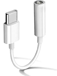 محول USB C إلى جاك، محول سماعة رأس USB C إلى 3.5 ملم Aux، مقسم صوت Type C متوافق مع ايفون 15/16/16 برو/16 بلس/برو ماكس، ايباد، سامسونج S24/S23/S22/S21/Ultra/Plus، كاسيت السيارة (أبيض)