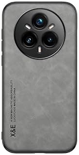 جراب هاتف متوافق مع Realme 14 pro plus 5G (14 pro+) ملمس جلدي مغناطيسي فاخر من جلد PU، غطاء خلفي نحيف وناعم (رمادي)