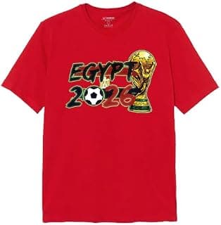 تيشيرت أحمر بأكمام قصيرة بشعار كأس العالم FIFA 2026 مصر، مقاس (S)