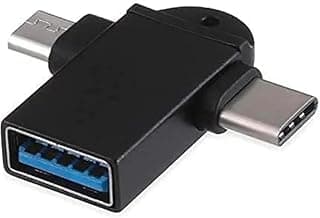 محول او تي جي 2 في 1، محول مايكرو USB ذكر ونوع سي ذكر إلى USB 3.0 أنثى، موصل معدني لمزامنة بيانات عالية السرعة لجميع الموبايلات الذكية من النوع سي وجميع موبايلات اندرويد (متعدد الالوان)