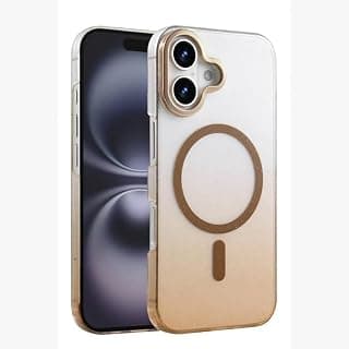 Magnetic Compatible With (iphone 17) Phone Case,Luxury Bling Sparkly Gradual Transparent Glitter Design,Compatible With Mag-Safe,Women Girl Shockproof Anti-fall Thin Rugged Phone Case Gold