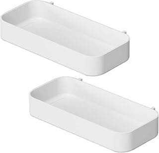 طقم 2 صينية وعلبة للوحة التخزين - رف أبيض وحامل توابل (7.5" x 3.5" x 1.2") - متوافق مع IKEA Skadis