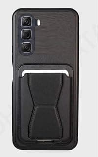 Case For Infinix Hot 60 Pro PLUS, Multi-Functional Magnetic Vertical & Horizontal Stand Case, Slim Cute Silicone Protective Kickstand Holder Phone Case (Black)