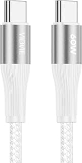 كابل شحن ونقل بيانات 1 متر تايب سي إلى تايب سي - 60W - من V Volt - أبيض