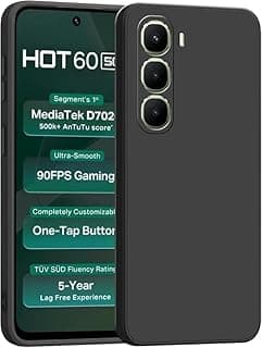 جراب لهاتف Infinix Hot 60i 4G / Infinix Hot 60 5G، جراب سيليكون TPU ناعم خفيف الوزن مع حماية للكاميرا وممتص للصدمات (أسود)