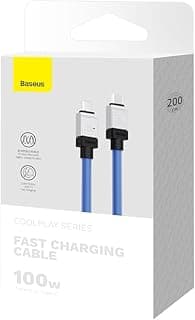 كابل شحن من سلسلة كول بلاي 100 وات 2 متر PD3.1 QC4.0 فائق السرعة USB-نوع سي الى باسيوس لسامسونج جالاكسي S24 الترا S23 S22 S21 نوت 20U 10بلس وأجهزة التابلت النوع C أزرق هاتف ذكي محول الشحن