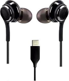 2026 In Ear Wired Stereo Earphone For Samsung Galaxy Note 10 & Note 10 Plus,S10,S9 Plus,S10e Braided Cable Built-in Microphone Volume Control Buttons Type-C Connector Black