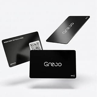 بطاقة عمل رقمية بتقنية الاتصال قريب المدى تعمل بالضغط لمشاركة معلومات الاتصال ووسائل التواصل الاجتماعي متوافقة مع الموبايلات من جريفو، أسود وأبيض