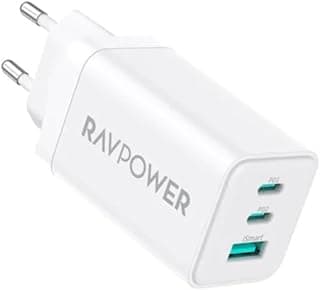 شاحن من رافباور بتقنية USB، متوافق مع الهواتف الخلوية، بثلاثة منافذ وقدرة 65 واط