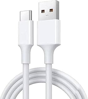 كابل شحن USB Type C متين بشحن سريع ونقل بيانات (1 متر، أبيض) للهواتف الذكية التي تعمل بـ Type C
