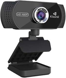 كاميرا كمبيوتر PC-5 HD 480P، تركيز يدوي، اتصال USB، التوصيل والتشغيل، ميكروفون مدمج - أسود