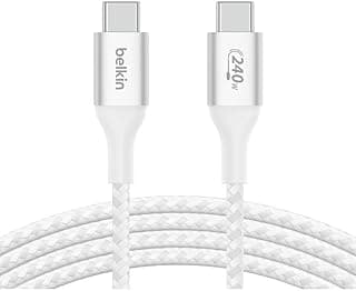 Boost Charge USB-C To USB-C Power Charger Cable, USB-IF Certified Fast Charging Cable With 240W Power Delivery For iPhone 16, 15, MacBook, Chromebook, Galaxy, iPad, Pixel And More - 1m - White