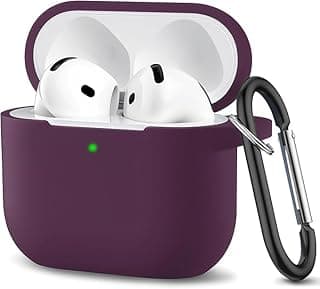 جراب سيليكون ناعم من Next Store بحماية كاملة مع سلسلة مفاتيح مدمجة، متوافق مع سماعة Airpods 3 تصميم أنيق للرجال والنساء، مقاوم للخدوش والصدمات (احمر نبيتي)