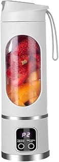 Portable blender, USB-C rechargeable, compact personal travel juicer for smoothies, shakes, fresh juice, self-cleaning, leak-proof lid, smart time display