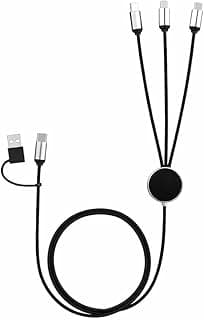 كابل شحن USB متعدد 3 في 1 مع مؤشر LED، منافذ Type-C، Micro USB، Lightning