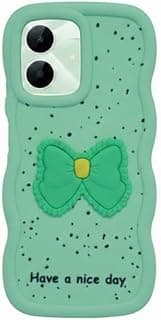 Compatible Case with Realme Note 60X, [Drop Protection] 3D Bow Pattern Soft TPU Shockproof Phone Case Full Body Protection (Mint Green)