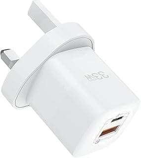 شاحن جان بتقنية الشحن السريع يو كيه 33 وات بمنفذ USB نوع سي، ومدى سرعة 3.0 من ويوو، أبيض