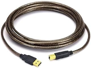 كابل USB-A إلى USB-B، هيكل متين وموثوق، سهل التركيب 2.0 أمبير، لون أسود شفاف، طول 1.5 م (قطعتان)