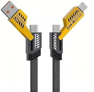 كابل USB متعدد 4 في 1 شاحن سريع عالمي 1.2 متر نايلون مع تايب A/تايب C إلى 65W C/PD 27 متوافق مع ايفون وجالاكسي وماك بوك وايباد