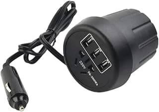 انفرتر سيارة 150 وات، محول من DC 12-24 فولت الى AC 110-220 فولت مع 2 منفذ USB، اسود