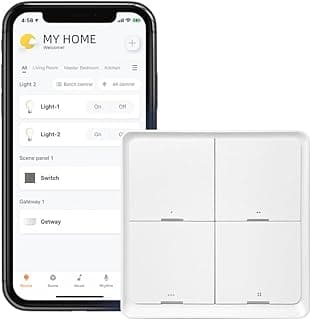 BLE Smart Button Scene Switch - Wireless Lamp Controller, Press Buttons to Activate Scenes, SC4B4, White