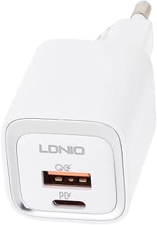 شاحن سريع A2318C بقدرة 20 وات بمنفذين PD+QC3.0 مع كابل Micro بطول 1 متر - أبيض
