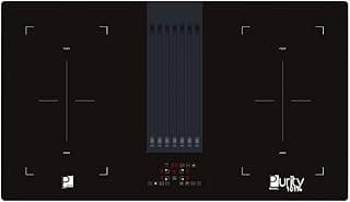 Purity101 Induction Hob with Integrated Exhaust Hood, 90cm Built-in Induction Cooktop, 7200W Power, Boost & Flexible Zones, Auto-Hood Function – FTS472G3QWP Black