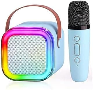 Colorful Bluetooth Speaker with Karaoke Mic System for Home Singing Magic Ai Voice Changer Portable Mini Wireless Speaker with Mike for House Parties Birthday Gifts Events