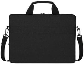 15.6-Inch Laptop Shoulder Bag with Handle and Adjustable Strap, Water-Resistant Lightweight Computer Bag, Black