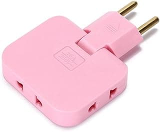 Wall Plug Adapter 3 Sockets Foldable 3 In 1 Multi Socket Power Adapter Compact Space Saving Design For Travel Home Office Portable Electrical Plug Easy Use (Pink)