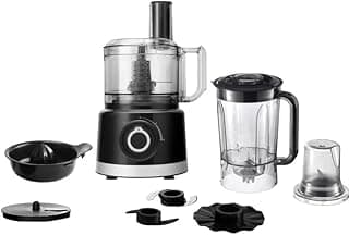 Food Processor 1000 Watts - 25 Functions - Chopper Bowl with 1-Liter Capacity - Blender Jar with 1.5-Liter Capacity - Two Speeds with Pulse Function - Black Color