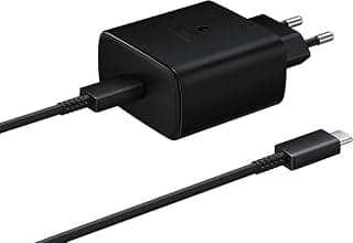محول شحن سريع Super Fast Charging مع كابل USB-C إلى USB-C للهواتف الذكية ((45 واط معتمد مع كابل من النوع C إلى C لون (اسود) متوافق مع S26U/S25U/S24U/A57/A37/A56)