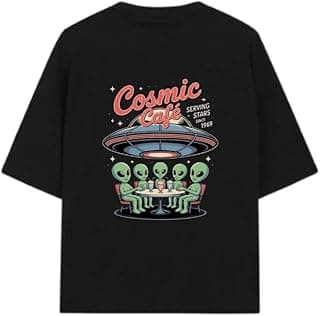 تيشيرت aliens أسود Cosmic Cafe 15