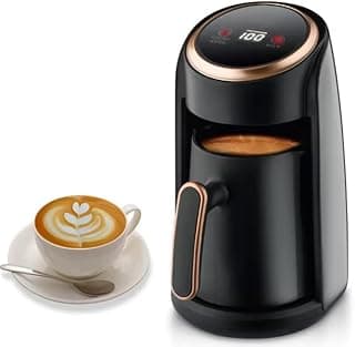ماكينة قهوة تركي AKANE A.82704 بقدرة 600 وات، وعاء قهوة كهربائي 300 مل، جهاز تحضير سريع متعدد الاستخدامات للقهوة والماء والحليب، تصميم زجاجي مدمج، جهاز مطبخ سهل التنظيف