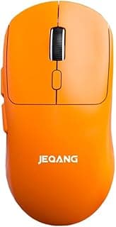 ماوس جيمنج JEQANG JW-D235 قابل للشحن بـ 3 أوضاع (بلوتوث / 2.4G لاسلكي / سلكي) - 64000 DPI - خفيف الوزن 70 جرام (برتقالي)