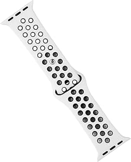 Compatible Sport Band 42mm 44mm Silicone Strap Replacement Wristband iWatch Series 4/3/2/1 Nike- S/M - (White/Black), Unisex