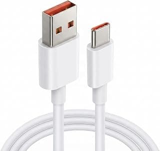 كابل شحن سريع ونقل بيانات 6 أمبير USB-A إلى Type-C، متوافق مع شاومي Mi/Redmi/Poco والأجهزة اللوحية (أبيض)