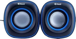 USB سماعات كمبيوتر V350، اسود وأزرق، مكبرات صوت مدمجة للكمبيوتر المكتبي والمحمول
