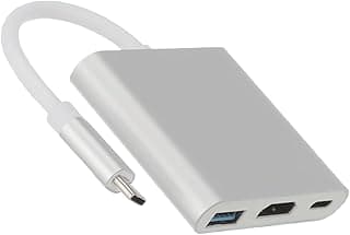 محول USB C إلى HDMI، محول USB 3.1 إلى HDMI 4K، محول متعدد المنافذ AV مع منفذ USB 3 ومنفذ شحن USB C، فضي، usb2