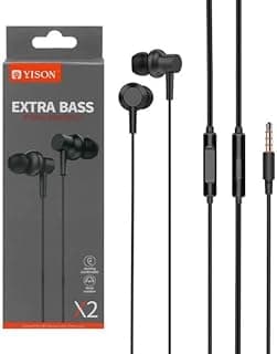 Yisson Stereo Wired Earbuds, Built-in Microphone 3.5mm Pure Sound Stereo Headphones with Microphone, Ergonomic Design Practical to Wear Compatible with Smartphones, Tablets, Computers in Ear (X2)