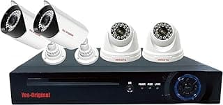 طقم كاميرات مراقبة YES ORIGINAL 4 كاميرات H.264 4CH 1080N 5 في 1، عدد 2 كاميرا خارجية + 2 كاميرا داخلية + جهاز DVR 4 منفذ