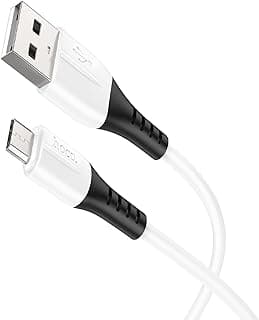 كابل شحن ونقل بيانات سيليكون X82 من هوكو قابس USB نوع إيه إلى مايكرو متوافق مع سامسونج وهواوي وشاومي وأوبو 2.4 أمبير 1 متر أبيض