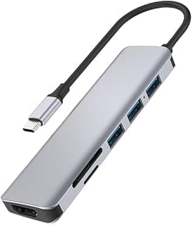 موزع USB-C‏ 5 × 1 الفا A731HC من ويوو 3 منافذ USB قارئ بطاقات تي اف اس دي - رمادي