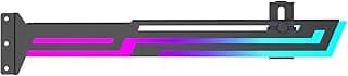 GPU Bracket, ARGB GPU Support, Black Steel, Case Mount, 5V ARGB Sync, Adjustable Length & Height. (black)